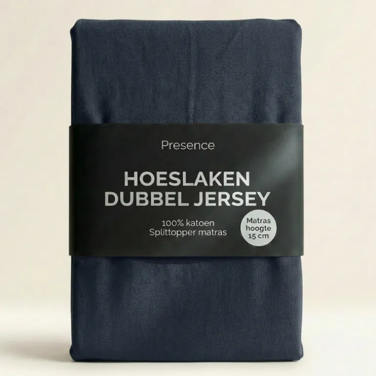 Splittopper Hoeslaken - Katoen Dubbel Jersey - Navy