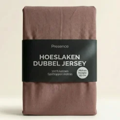 Splittopper Hoeslaken - Katoen Dubbel Jersey - Terra
