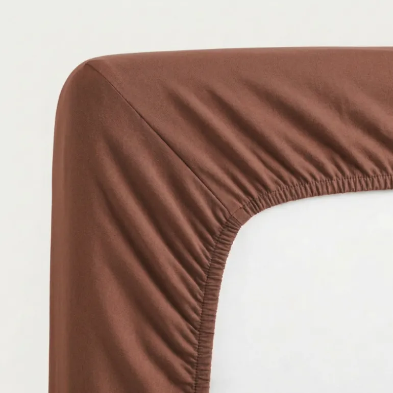 Splittopper Hoeslaken - Katoen Dubbel Jersey - Cognac