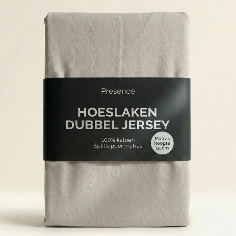 Splittopper Hoeslaken - Katoen Dubbel Jersey - Crème