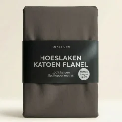 Splittopper Hoeslaken Katoen Flanel - Antraciet