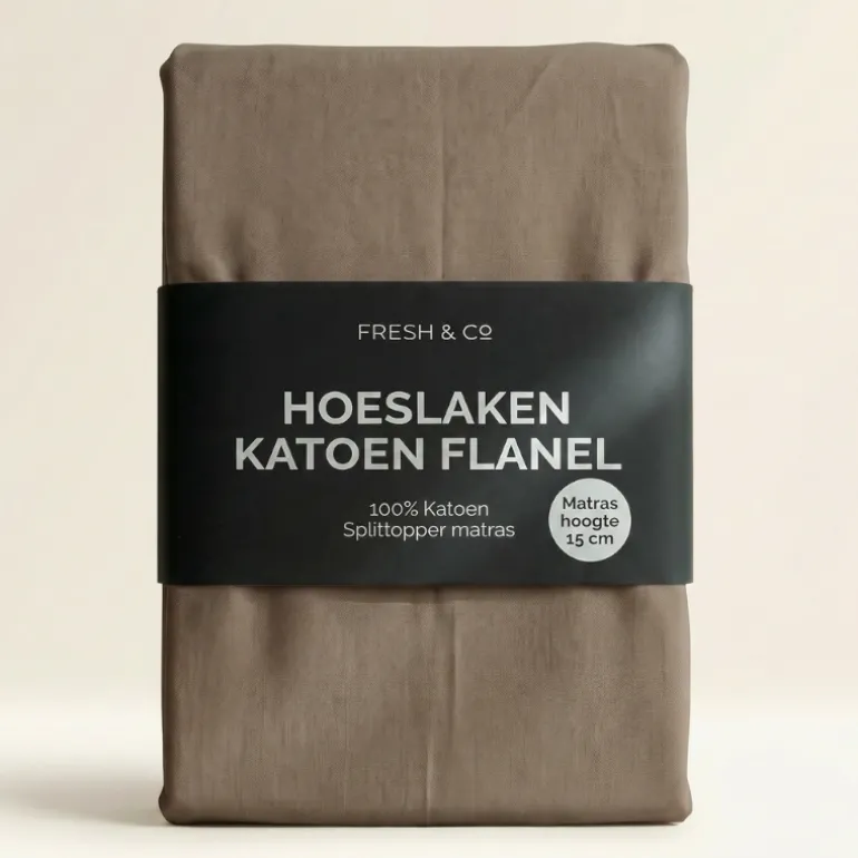 Splittopper Hoeslaken - Katoen Flanel - Taupe