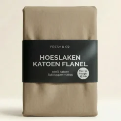 Splittopper Hoeslaken Katoen Flanel - Truffel