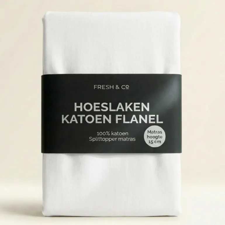 Splittopper Hoeslaken - Katoen Flanel - Wit