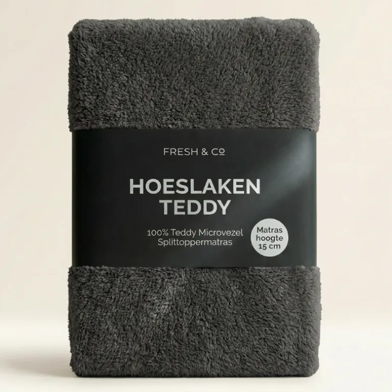 Splittopper Hoeslaken Teddy - Antraciet