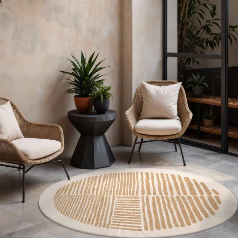 Ted Baker Vloerkleed Bounds Rond - Jute Wit
