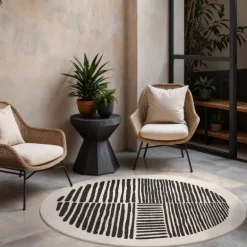 Ted Baker Vloerkleed Bounds Rond - Zwart Wit