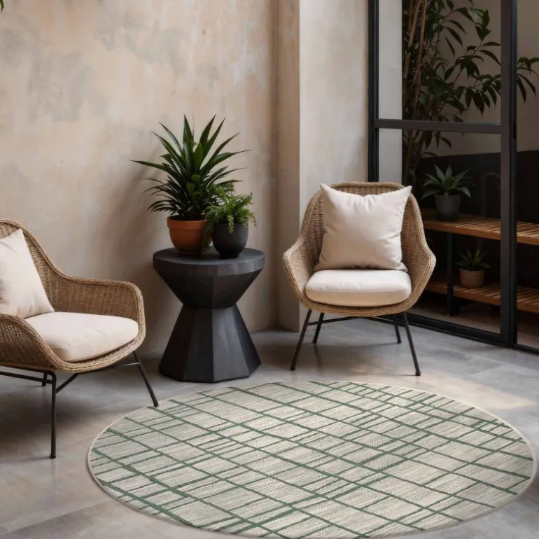 Ted Baker Vloerkleed Crouch Rond - Groen Wit