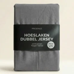 Topper Hoeslaken - Katoen Dubbel Jersey - Lichtgrijs