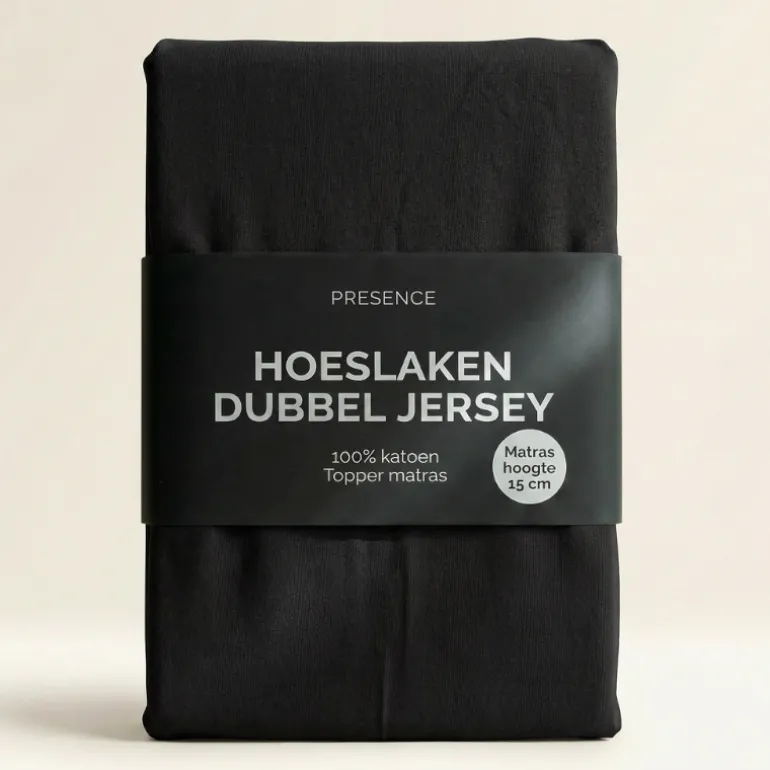 Topper Hoeslaken - Katoen Dubbel Jersey - Zwart
