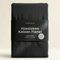 Topper Hoeslaken - Katoen Flanel - Zwart