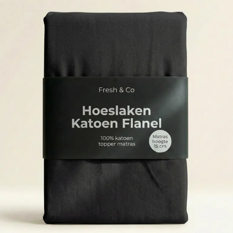 Topper Hoeslaken - Katoen Flanel - Zwart