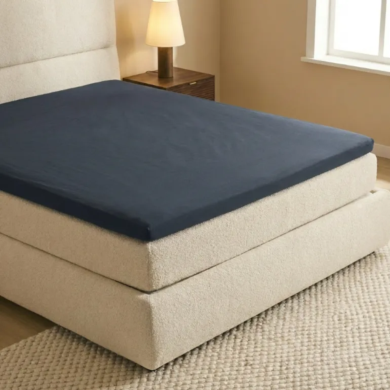 Topper Hoeslaken - Katoen Flanel - Navy