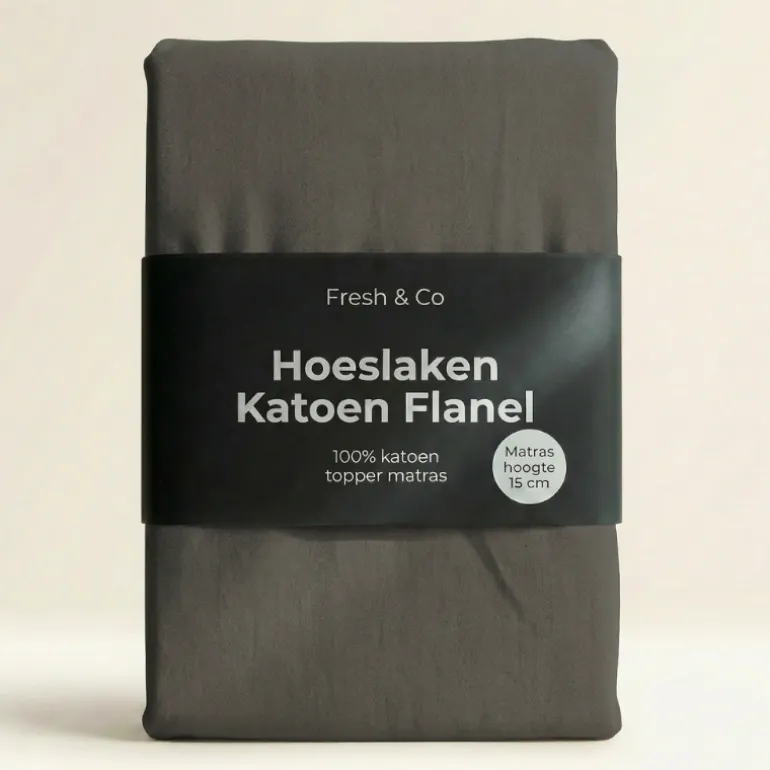 Topper Hoeslaken - Katoen Flanel - Antraciet