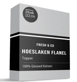Topper Hoeslaken - Katoen Flanel - Lichtgrijs