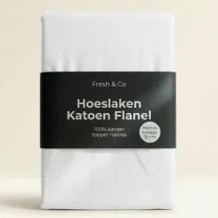 Topper Hoeslaken Katoen Flanel - Wit