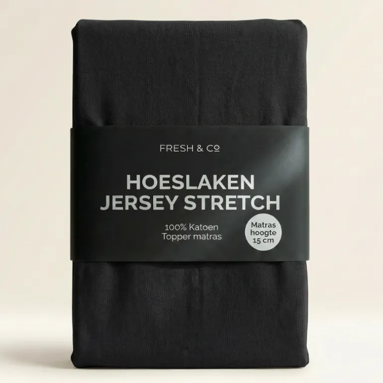 Topper Hoeslaken - Katoen Jersey Stretch - Zwart