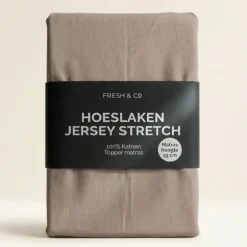 Topper Hoeslaken - Katoen Jersey Stretch - Taupe