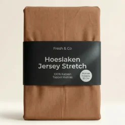 Topper Hoeslaken - Katoen Jersey Stretch - Cognac
