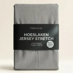 Topper Hoeslaken - Katoen Jersey Stretch - Lichtgrijs
