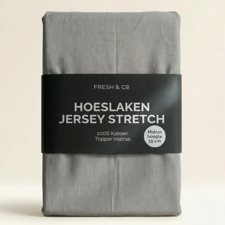 Topper Hoeslaken - Katoen Jersey Stretch - Lichtgrijs