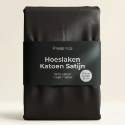 Topper Hoeslaken - Katoen Satijn - Zwart