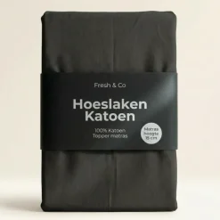 Topper Hoeslaken - Katoen - Zwart