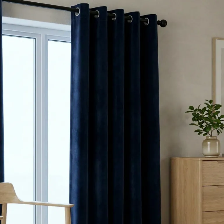 Velvet Gordijnen Verduisterend - Ringen - Navy