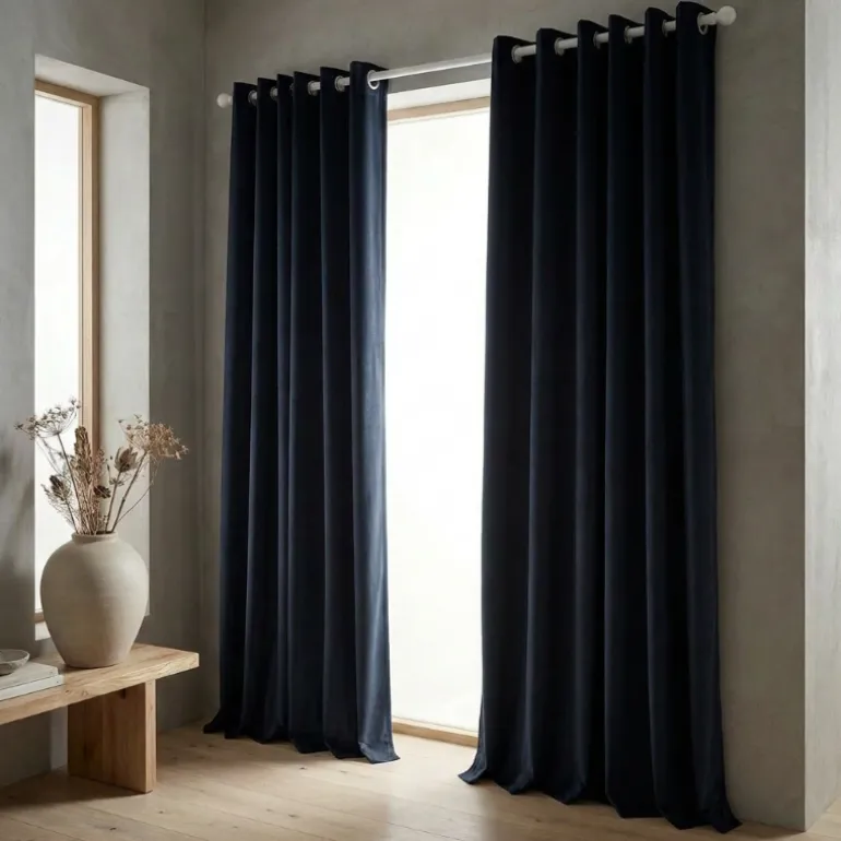Velvet Gordijnen Verduisterend - Ringen - Navy