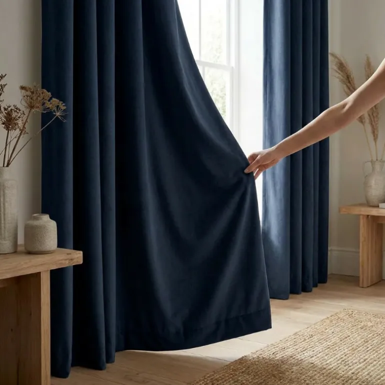 Velvet Gordijnen Verduisterend - Haken - Navy