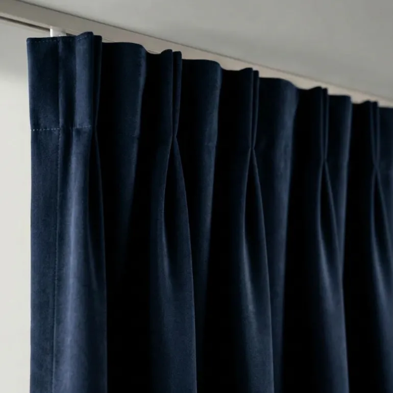 Velvet Gordijnen Verduisterend - Haken - Navy