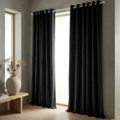 Velvet Gordijnen Verduisterend - Ringen - Zwart
