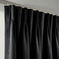 Velvet Gordijnen Verduisterend - Haken - Zwart