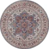Vintage Vloerkleed Anthea Rond - Creme/Blauw