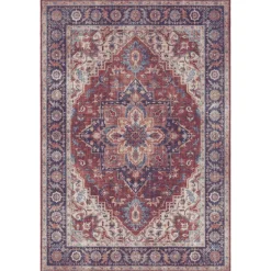 Vintage Vloerkleed Anthea - Rood/Blauw