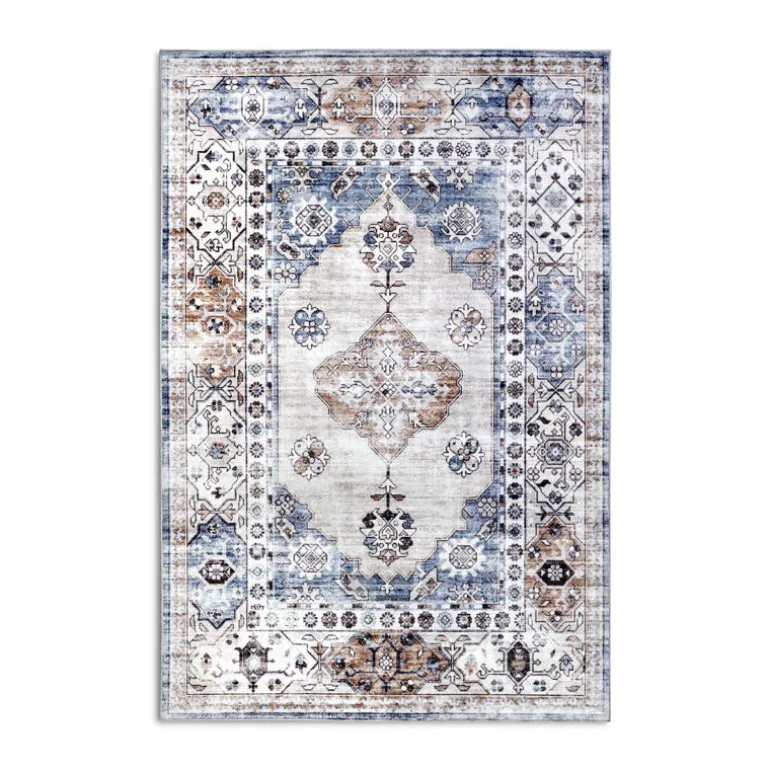 Vintage Vloerkleed Aurora - Blauw / Koper