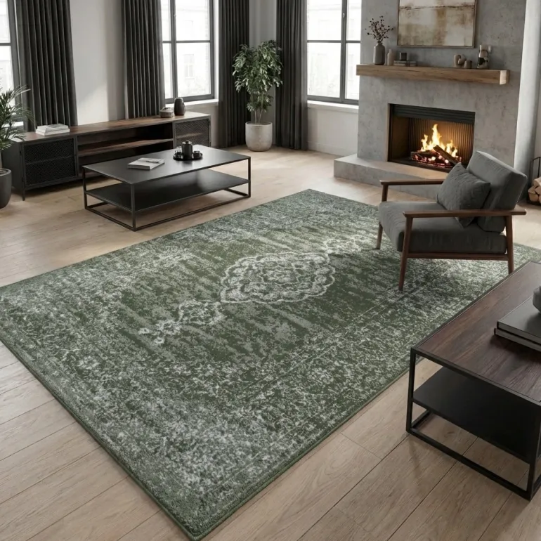Vintage Vloerkleed Medaillon - Groen