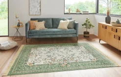 Vloerkleed Antik Flowers - creme, groen