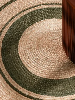 Vloerkleed Basil Rond - Natuur Goud Groen