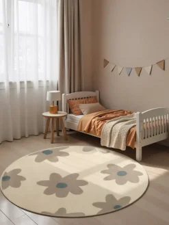Vloerkleed Bloomy Rond - Creme Multicolor