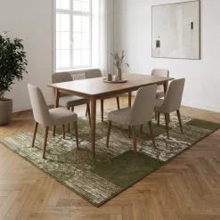 Vloerkleed Bloques - Groen/Crème