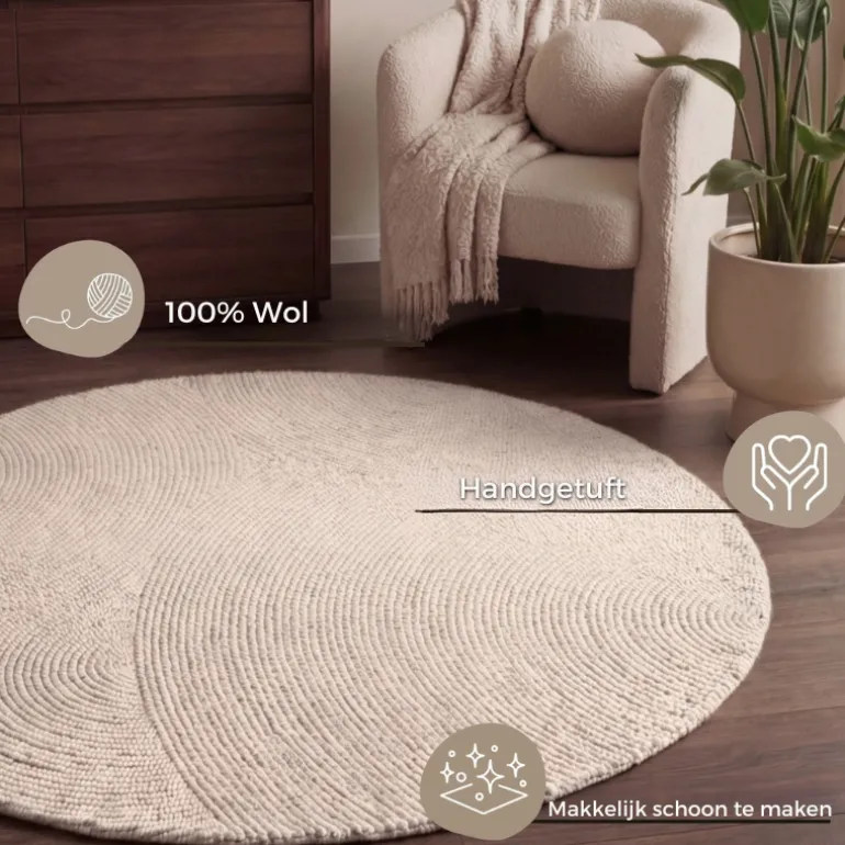 Vloerkleed Calmio Rond - Creme