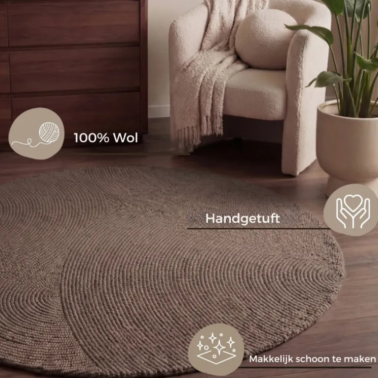 Vloerkleed Calmio Rond - Taupe