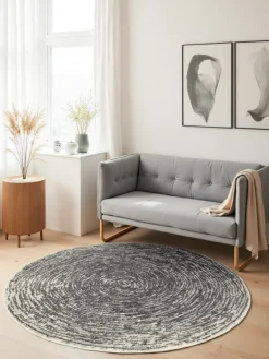 Vloerkleed Cavallo Rond - Creme grijs