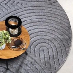 Vloerkleed Elle Decoration - New York Rond - Antraciet