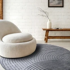 Vloerkleed Elle Decoration - New York Rond - Antraciet