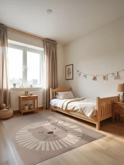 Vloerkleed Happy Lion Rechthoekig - Beige, creme