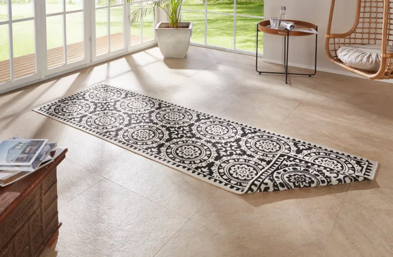 Vloerkleed Jardin - zwart creme
