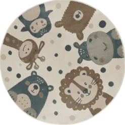 Vloerkleed Kids Animal Party Rond