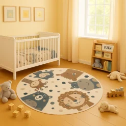 Vloerkleed Kids Animal Party Rond